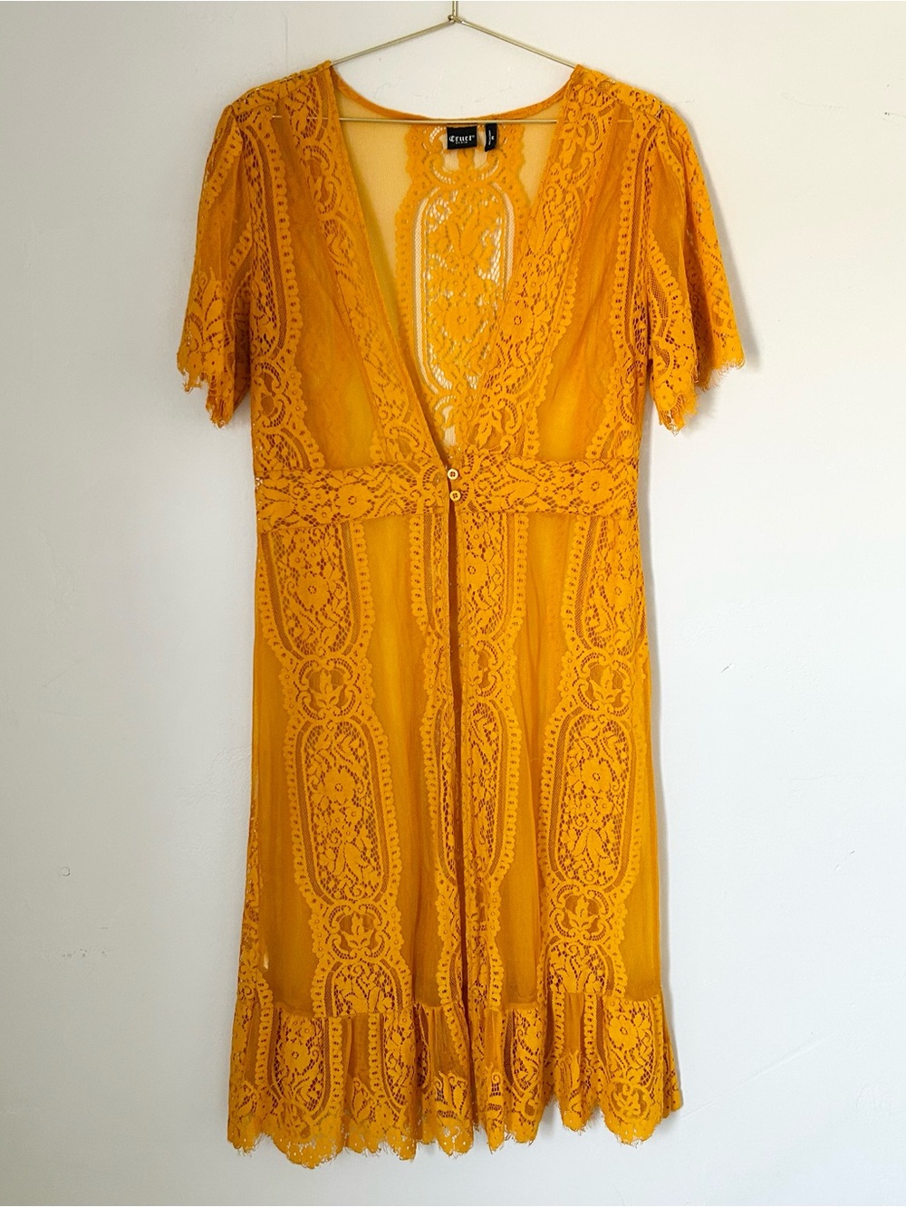 Cruel Denim Yellow Short Sleeve Lace Duster Kimono